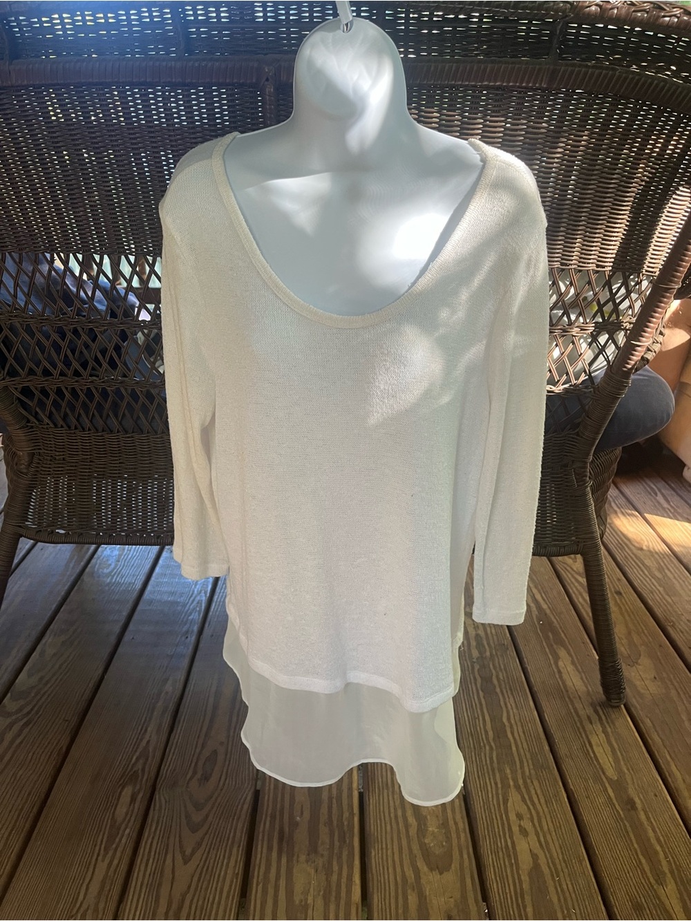 Charming Charlie Cream Layered Knit Blouse